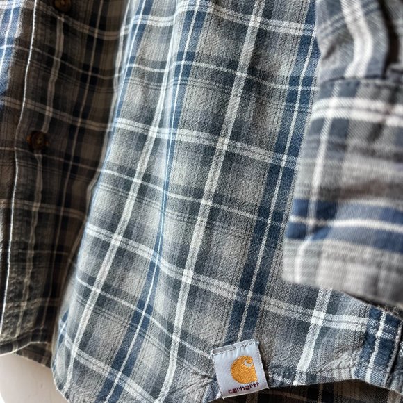 Carhartt Workwear Shirt Large Blue Gray Button Up Long Sleeve Cotton Mens - Picture 4 of 9